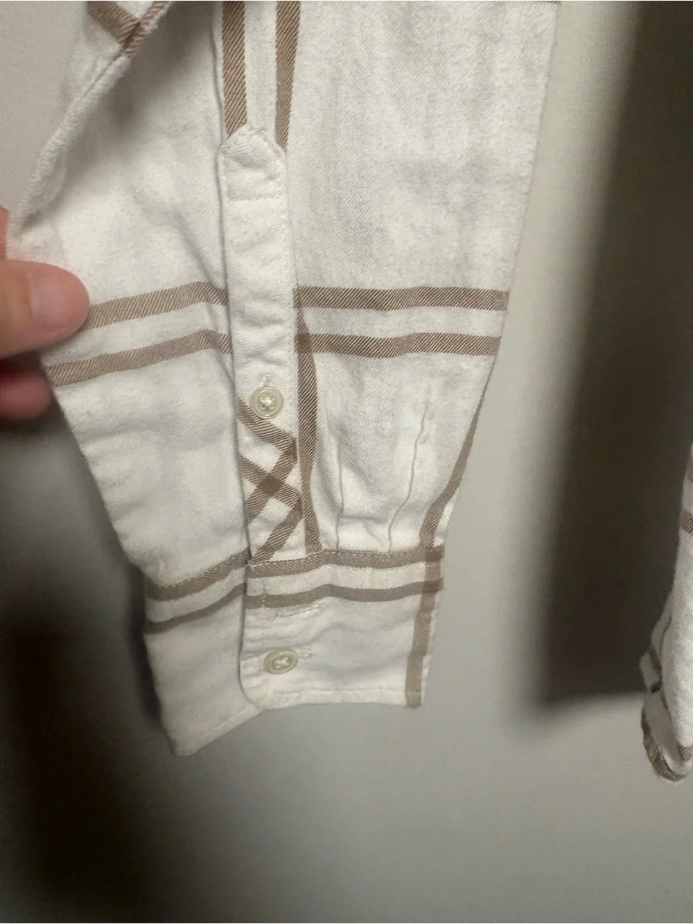 J. Crew White Shirt with Tan Windowpane Plaid
